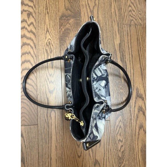 Marino Orlandi Handbag Pin Up Girl Newsprint Collage Leather Shoulder Bag Tote - Picture 9 of 16